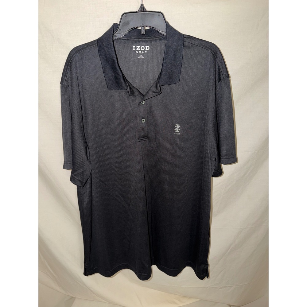 IZOD Golf Mens XXL Black Short Sleeve Polo Shirt Textured Moisture Wick
